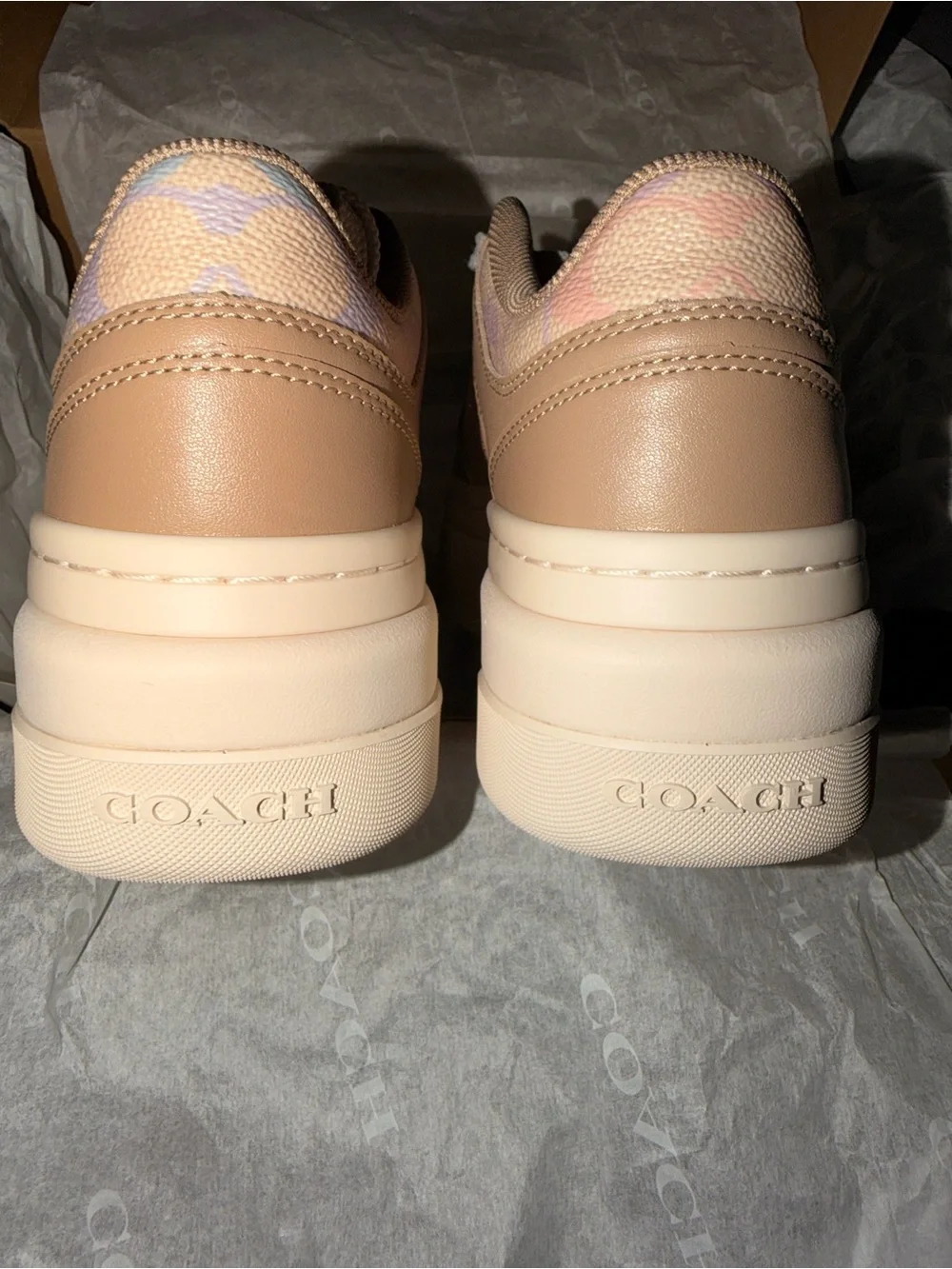 Coach Pastel Rainbow Signature Monogram  Platform Sneakers